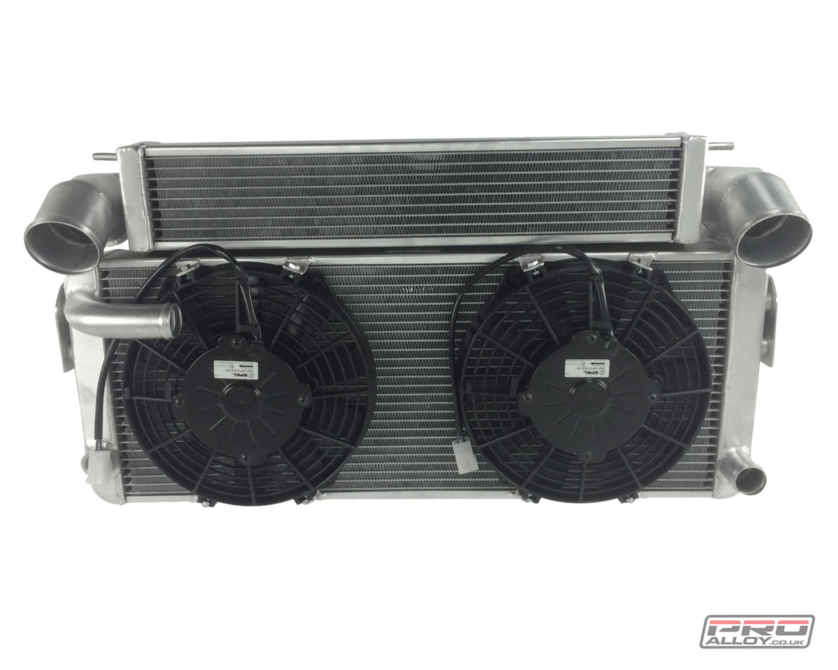 Escort MK1 & MK2 Radiator YB - Cooling Package Intercooler Satin Silver Include Turbo Cooler Twin Fan Kit Upgrade - Pro Alloy