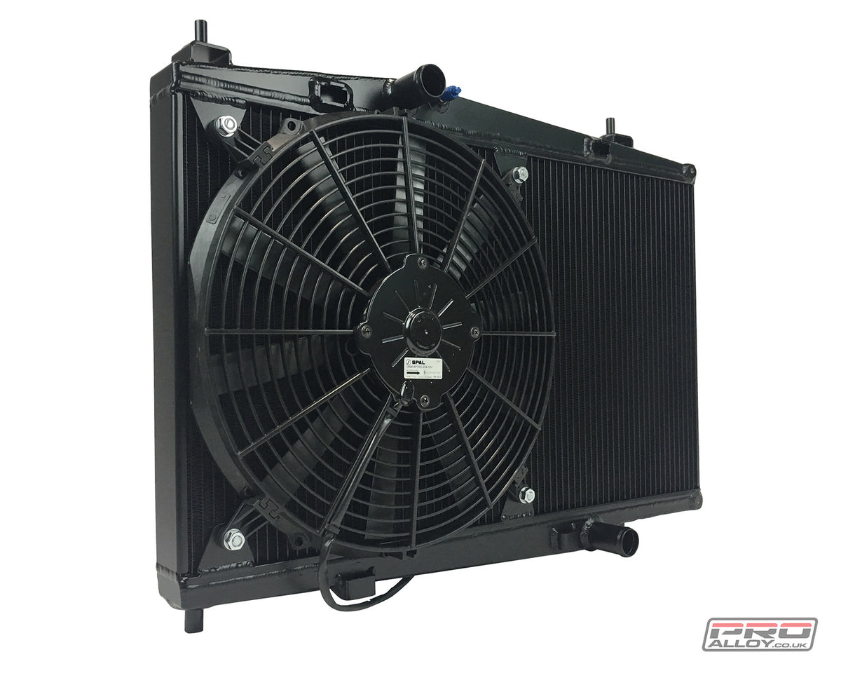 Fiesta ST MK7 Radiator & Oil Cooler Radiator Satin Silver Radiator With 14" SPAL Fan No Oil Cooler Kit - Pro Alloy