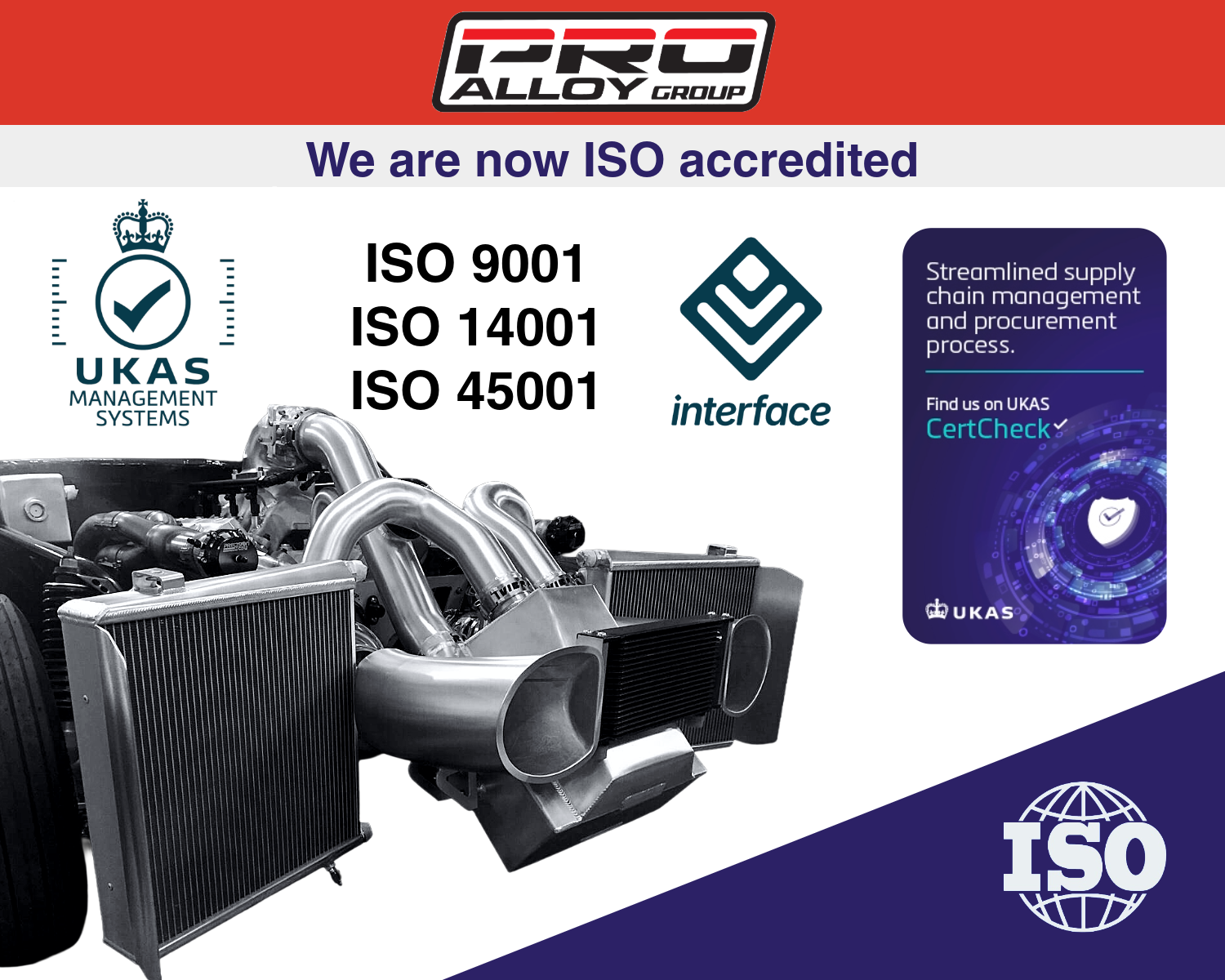 Pro Alloy Group Achieves New ISO Accreditation: 9001 / 14001 / 45001