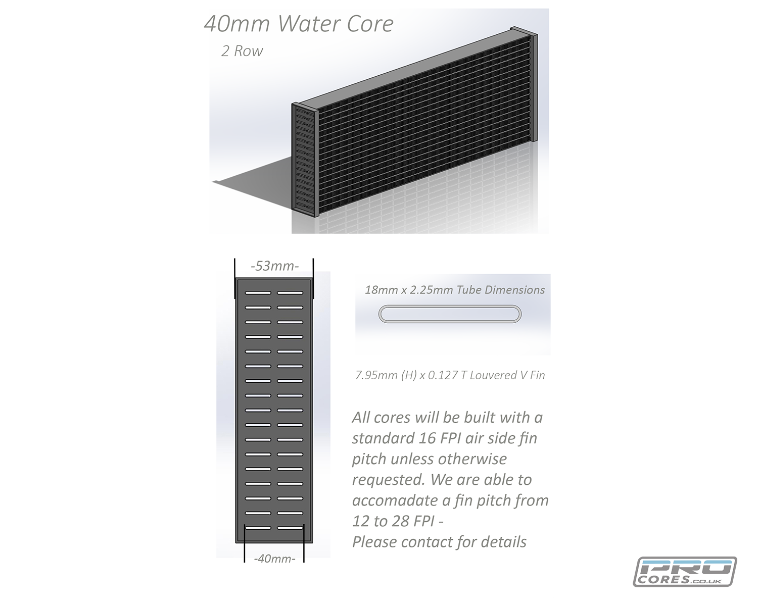 Water Core 40mm Deep | 300mm Stack Height - Core height - Pro Alloy