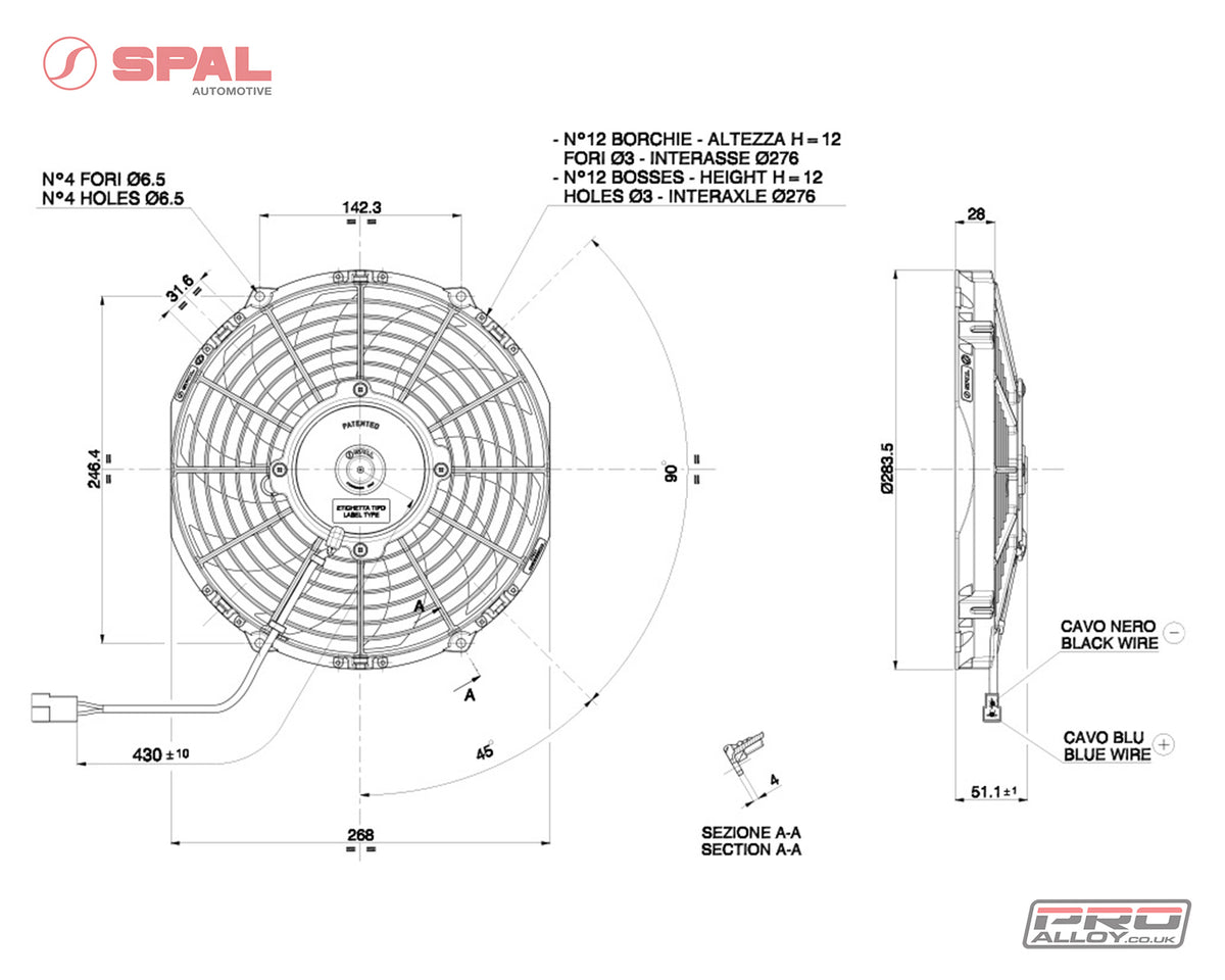 SPAL Slimline 10&quot;Ø Cooling Fan Fan Kit    - Pro Alloy