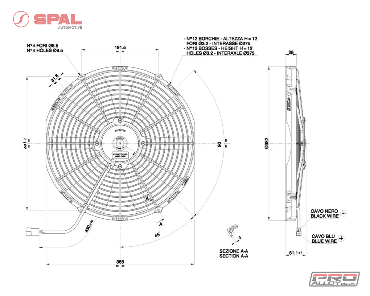 SPAL Slimline 14&quot;Ø Cooling Fan Fan Kit    - Pro Alloy
