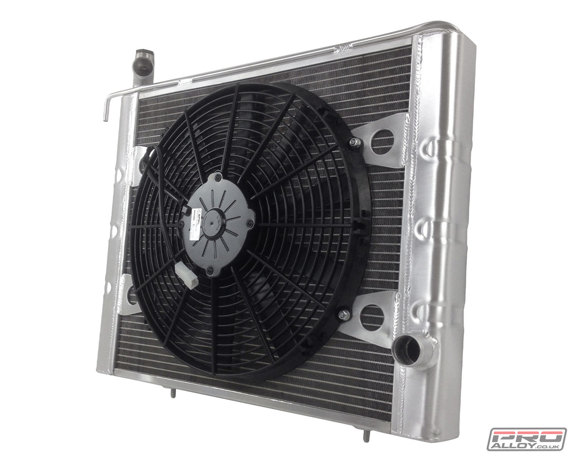 Stag Radiator Radiator Satin Silver With SPAL Fan  - Pro Alloy